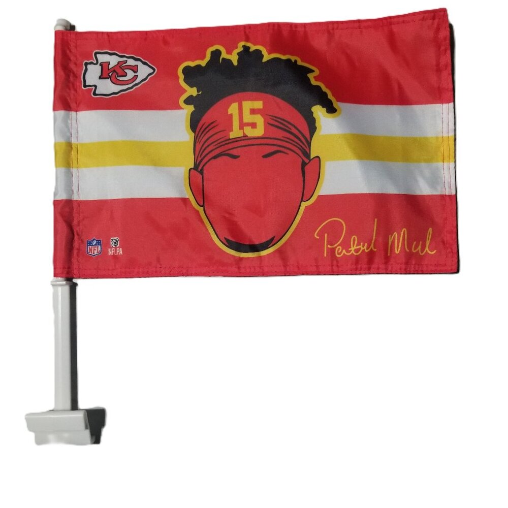 2 KANSAS CITY CHIEFS DOUBLE SIDED CAR FLAGS (SET OF 2)